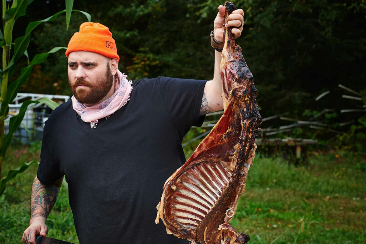 Chef Christian Petroni breaking down his Iron Cross lamb