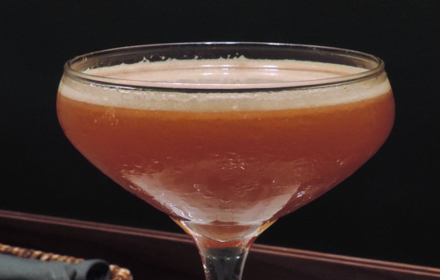 bourbon cocktail in a coupe glass